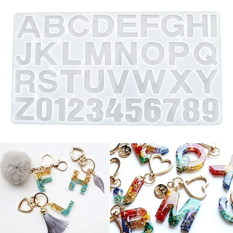 36 Cavities Handmade Jewelry Resin Digital Pendant Crystal Epoxy letter Silicone  Mold Glue Drop English Phonetic Alphabet Mold