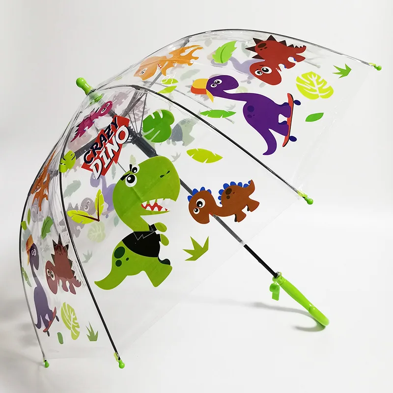 KLH427 Kids Cartoon Plastic Apollo Umbrella Clear PVC Unicorn Umbrellas Animals Printing Transparent Straight Gift Umbrella