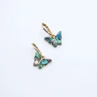 Abalone Pendant Drop Earrings Fashion Abalone Shell Butterfly Pendant Jewelry Set Necklace Earrings
