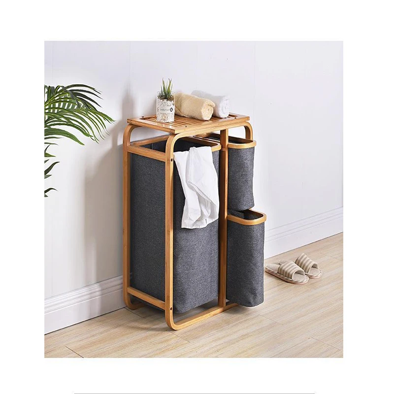 Hostk Collapsible Bamboo Wood Dirty Laundry Basket Laundry Hamper