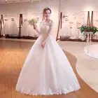 Wedding Dress Ivory Ball Gown Wedding Dress China Flat Shoulder Half Sleeve Floor Length Lace Wedding Dress