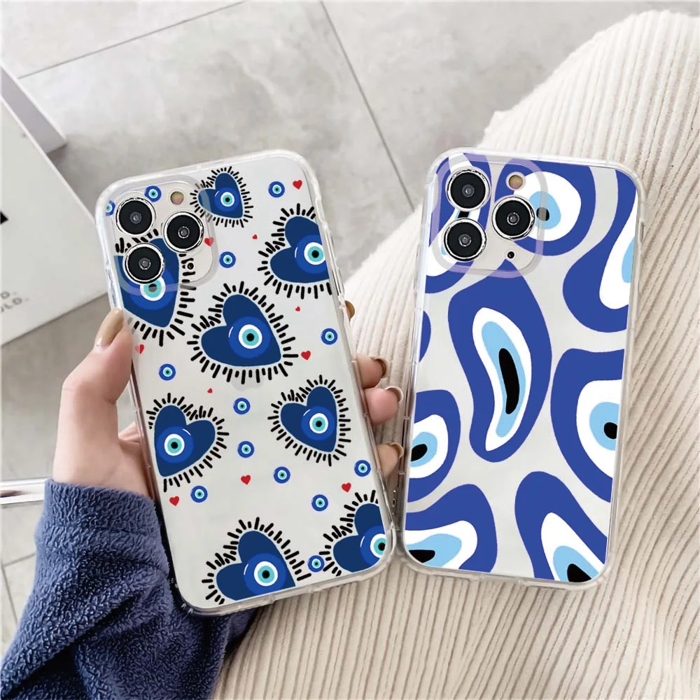 Shockproof Evil Eye Clear TPU cell Phone Case For iPhone 14 pro max