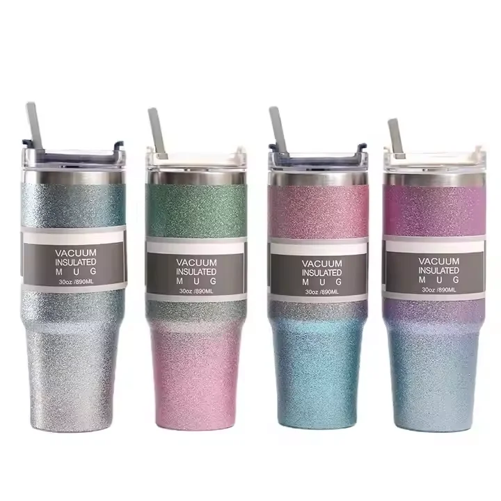 Wholesale Custom Logo reusable coffee cups Portable Glass Coffee Cup ceramic Large-Capacity Juice Milk Mug with Straws