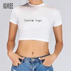 Wholesale Women Custom Logo Print Shirt In Stock Crop Top Women T-shirt Custom Crop Tops
