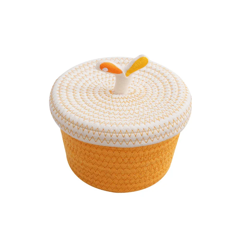 HUAYI cotton rope woven mini food storage basket with cover  for home restaurant hotel