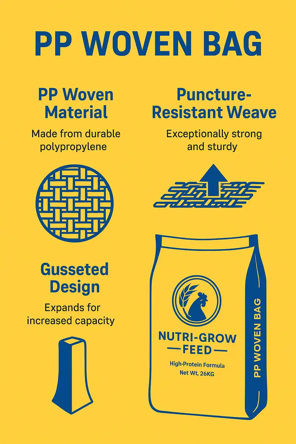 25kg 50kg Heavy-Duty PP Woven Bag for Fertilizer, Animal Feed, and Grain Packaging - detail 4