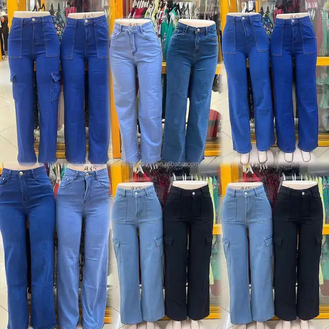 Low price clothing women's skinny denim cotton stretch jeans China stock batch women's pants Fashion women's jeans