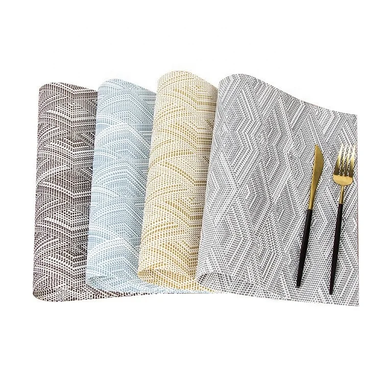 New PVC Weave Plain Washable Placematsfor Dining Table Mat Waterproof oil-Proof Insulated Nordic Bowl Mat Kitchen Accessories