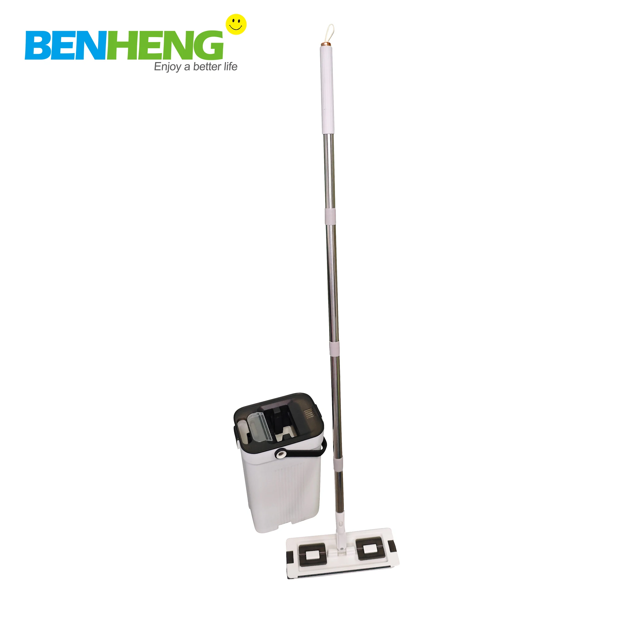 Smart Mops New Flat Mop Bucket with Clean and Dirty Water Separated, 3 Chamber Buckets, 2025 New Hot Delling Household Items