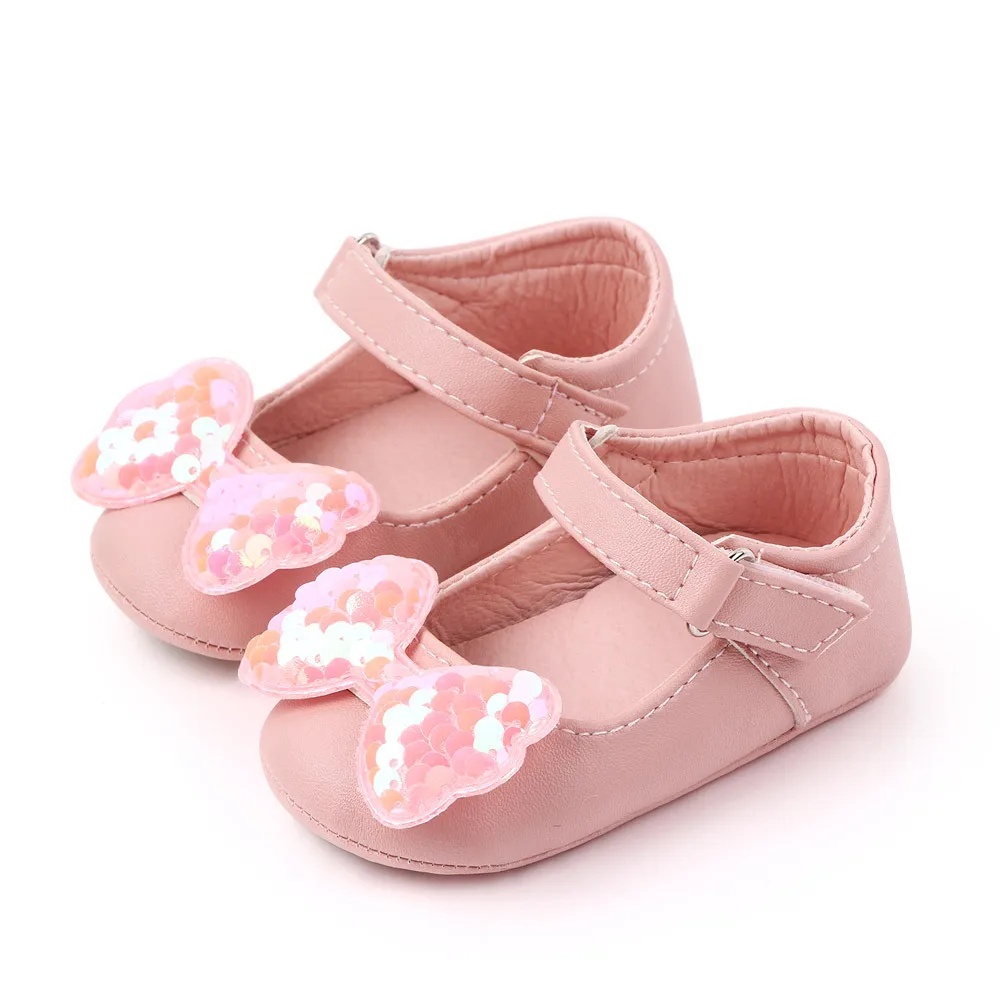 Solid Color Small Flowers Shiny Big Bow Pu Leather Baby Girls Princess Cute Toddler Shoes 2025 details