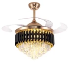 Ceiling Fan Modern Golden Crystal Chandelier Ceiling Fan With Light Lamp Bluetooth