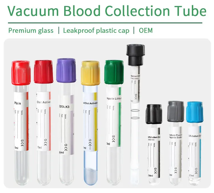 Medical Hospital Glass Pet Disposable Test Tube Vacuum Blood Collection