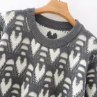 Black Jumpers Women Sweater For Girls Black Sweater With Heart Print Well Knitted Women Jumpers Jacquard Sweater