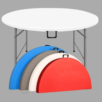 Outdoor Hotel Camping Party Event Banquet Wedding Portable Round Hdpe Plastic 4 5 6ft Folding Poker Picnic Coffee Dining Table