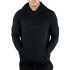 Black Black Hoodie Premium Custom Logo Embroidery Thick Fleece Black Gym Pullover Men's Hoodies