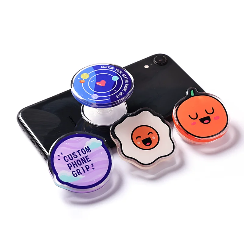 Custom Cute Cartoon Design Mobile Phone Holder Plastic Anime Style Popping Phone Grips manufacture