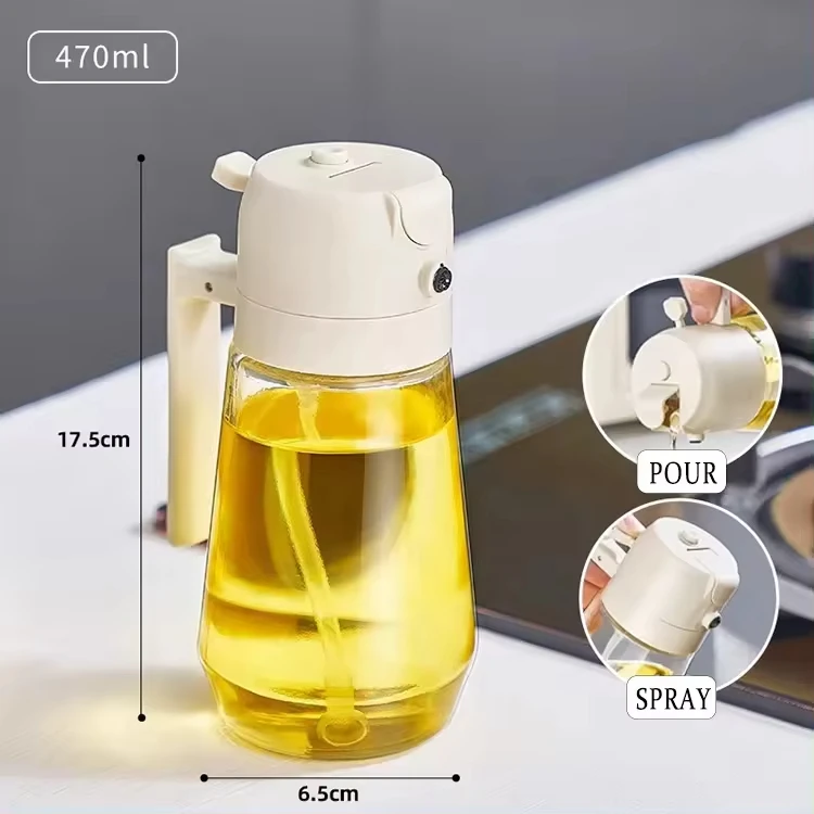 Sell well Kitchen Accessories 470ml Vinegar Container Cooking Oil Sprayer Leak-proof Glass Oil Dispenser Bottle For Kitchen