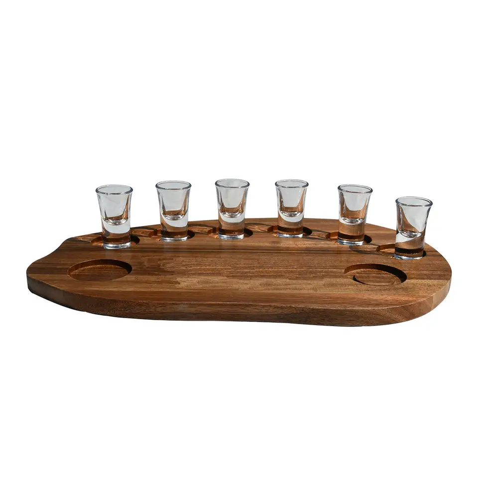 Youlike Shot Glasses Set 8pcs Mini Shot Glasses with Tray Holder Thick Base Clear Glass Cups Glassware for Bar