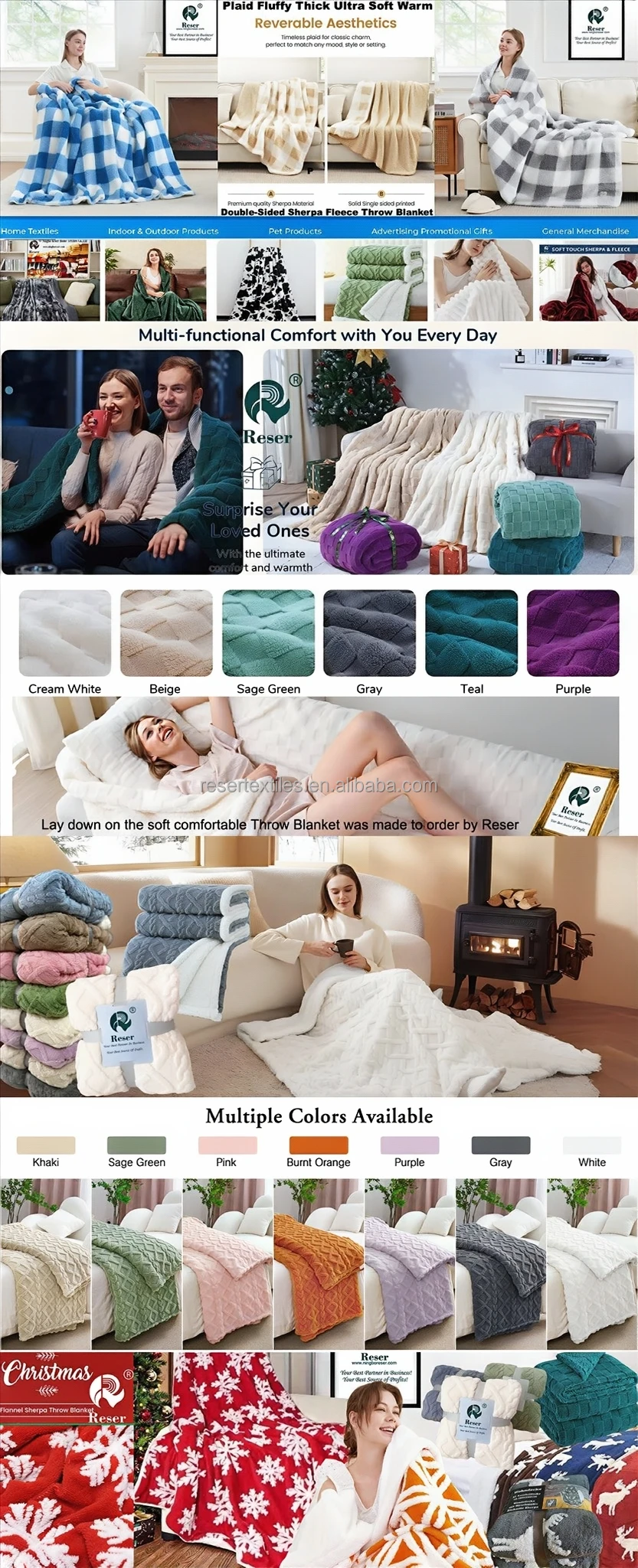 Wholesale Custom Luxury Warm Comfortable Plush Blankets Ultra Soft Sherpa Fleece Throw Blanket for Winter Christmas