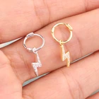 Gold Hoop Earrings Gold Plated 925 Sterling Silver Hoop Lightning Huggie Drop Earrings