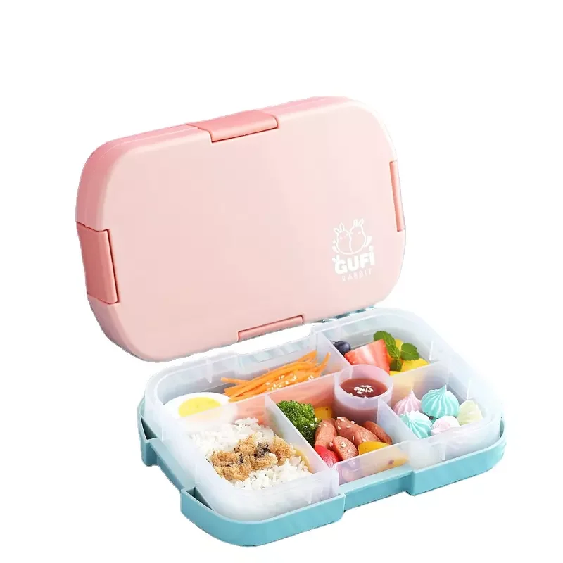 New Design Cute Big Capacity Bento Box Children Plastic Lunch Containers Leakproof Kids Divided Lunch Boxes