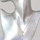 Pearl Fashion Fresh Water Pearl Jewelry Women Custom Circle Stone Necklace