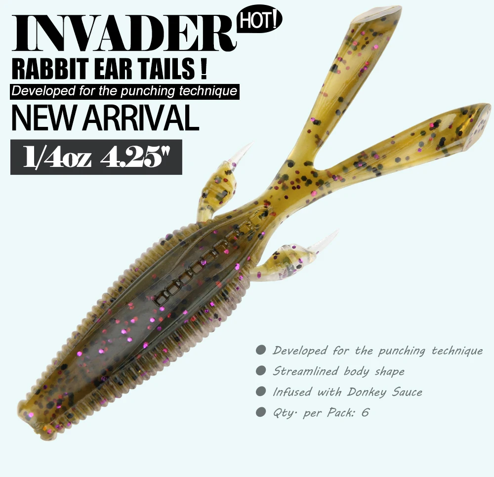 Spinoler Creature Bait Silicone Worm Soft Plastic Fishing Lure Rabbit