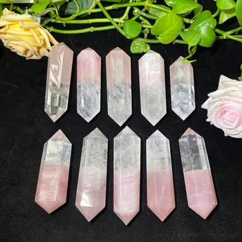 Factory price Natural Crystal Hand carved rose quartz and clear quartz DT caring for healing