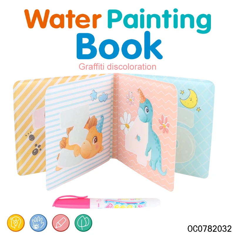 Cartoon water doodle painting early learning coloring books with pens