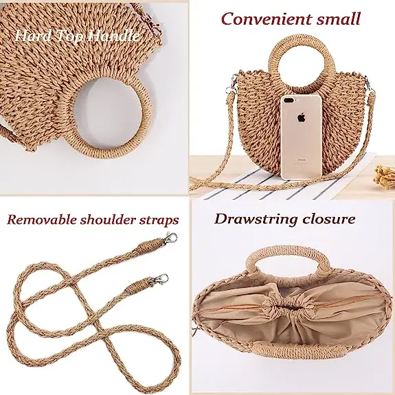natural straw beach bag paper rope woven lady's bag fashion custom size or color