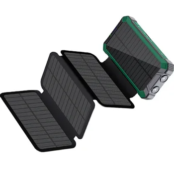 New Triple Defense Folding Bag Solar Power Bank 3A Fast Charging Self-contained 4-wire Lighting Wireless Charging Power Bank