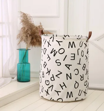 H149 Home Big Capacity Canvas Standing Buckets Storaging Bag Children Toy Collection Household Storage Laundry  Basket