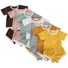 Clothes Summer Infant Summer Baby Girls Clothes Short Sleeve T Shirt Shorts 2Pcs Set Solid Summer Infant Outfits