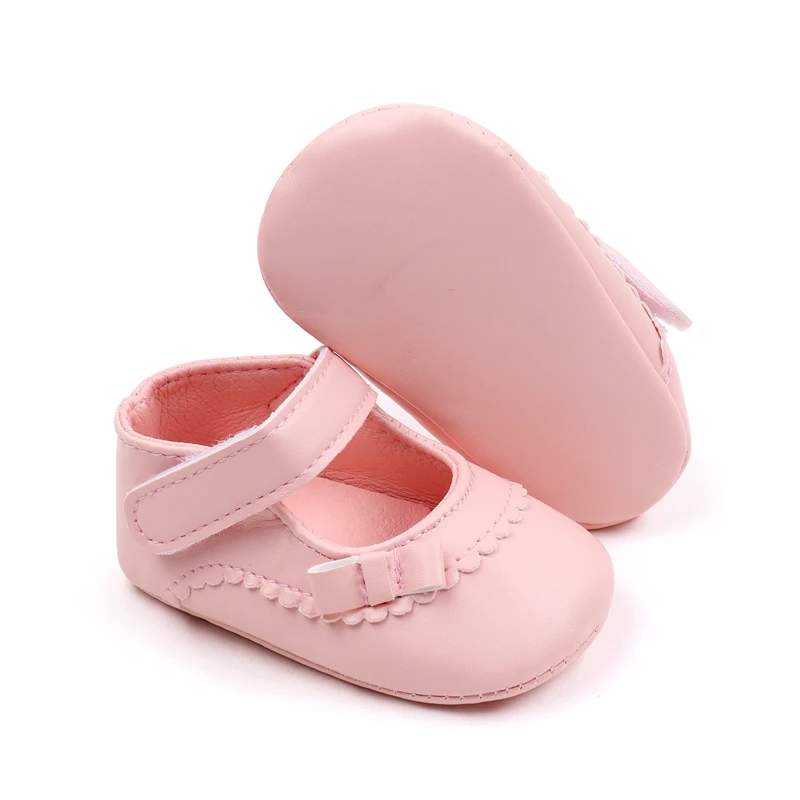 Solid Color Baby Girl Leather Shoes Soft Soles Shallow Mouth Single Shoes Foreign Style Princess Walking Shoes details