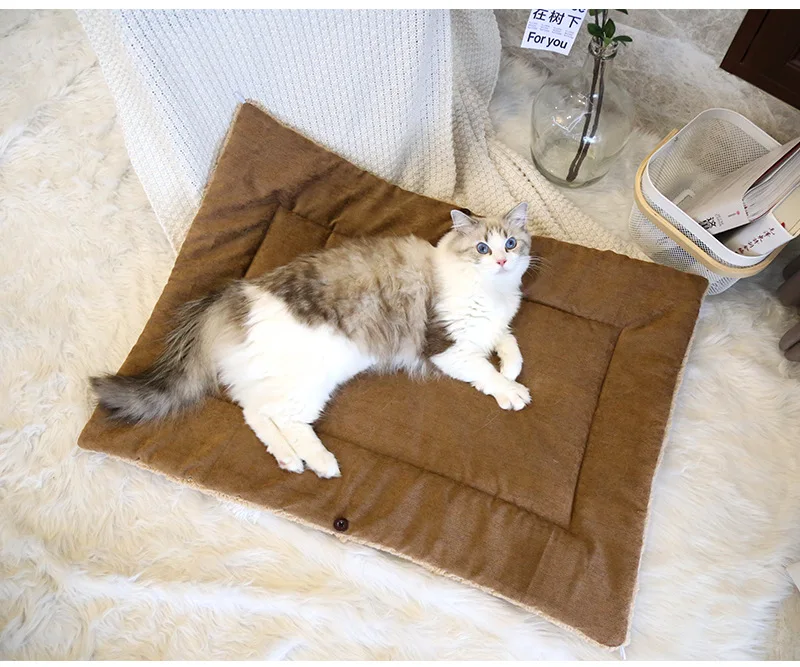 product 3 in 1 multifunction cat bed fluffy foldable cat bed pet bedding mats coral fleece cat nest bed-54