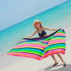 Striped Towel Reactive Printed Microfibre Striped Sand Resistant Beach Towel Custom Clearance Wholesale