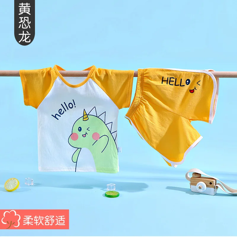 Girls Short sleeve T-shirt Cotton Baby Boys Summer Children Clothes Two-piece Kids Clothing Set Cartoon