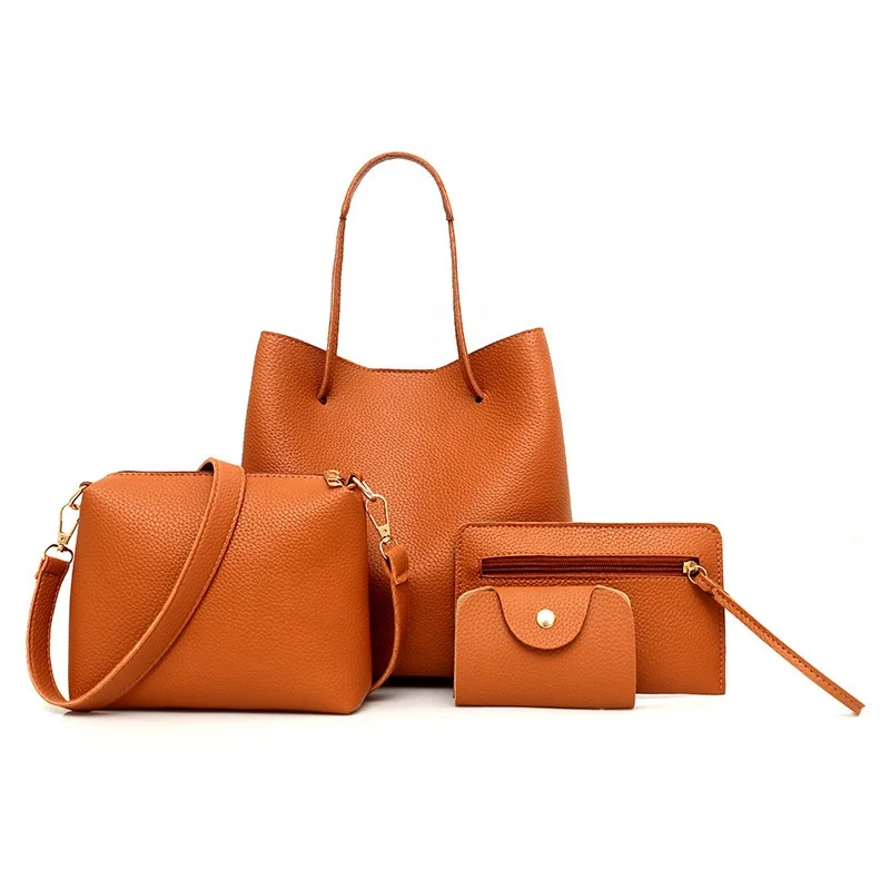 Designer Large Capacity 4 Piece Suit Women Leather Handbags Pu Leather Handbag Sets