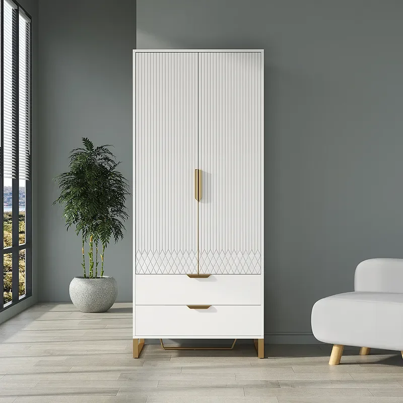 Modern white high wardrobe with storage bedroom cabinet clothing wardrobe