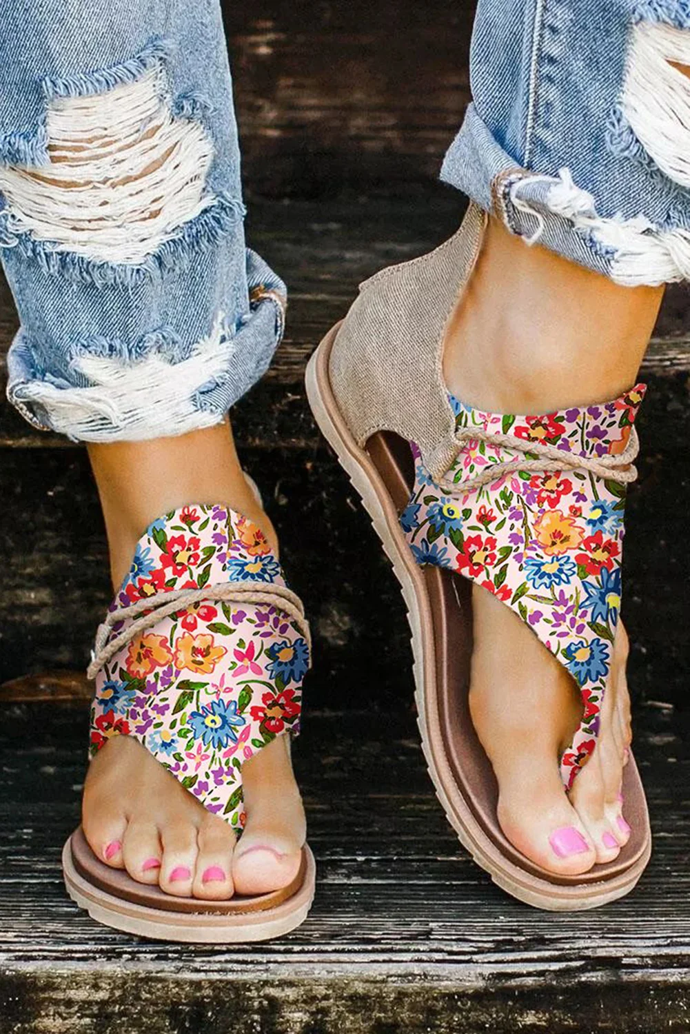 Dear-Lover Designer Women Sandals 2023 Ladies Shoes Floral Print Zipped Flip Flop Femme Sandals for Women Ladies