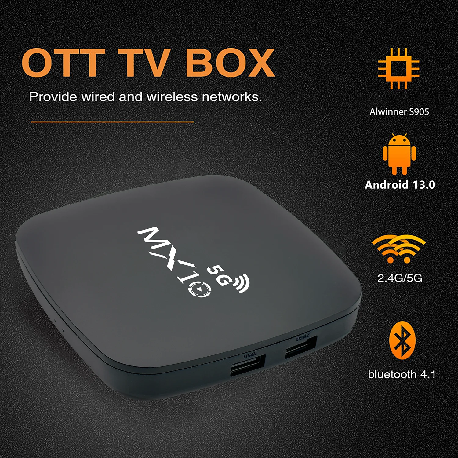 2025最畅销电视棒1gb + 8GB安卓11中央处理器智能全地形车mx10k双无线媒体播放器