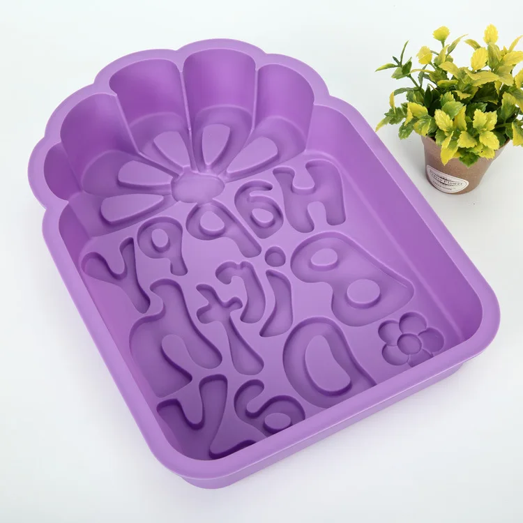 USSE New Arrivals Happy Birthday Cake Pan, Non-stick Fluted Cake Pan Perfect Bakeware for Cake Gelatin Bread