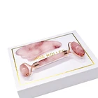 Jade GESSW003 OEM Private Label High Quality Jade Stone Quartz Facial Jade Facial Roller Gua Sha Set With Box