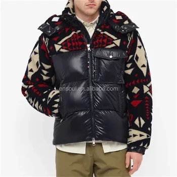 OEM Wholesale custom heavy cotton lining puffer quilted color blocked men winter jackets