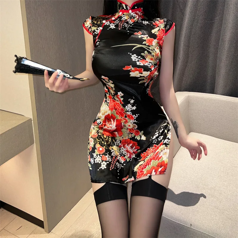 Chinese Qipao Lingerie Nightwear Role Play Cheongsam Dress Exotic Sexy