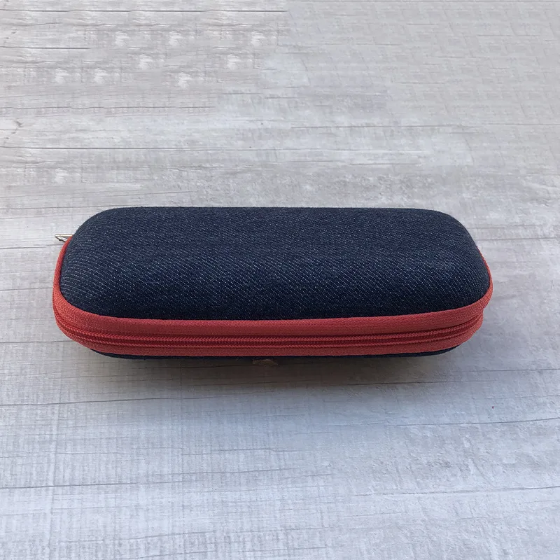 New Fashion Denim Fabric Glasses Box Zipper Sunglasses Protection Crush