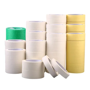 Wholesale white yellow black in high viscosity pre taped masking paper adhesive tape for car spray paint