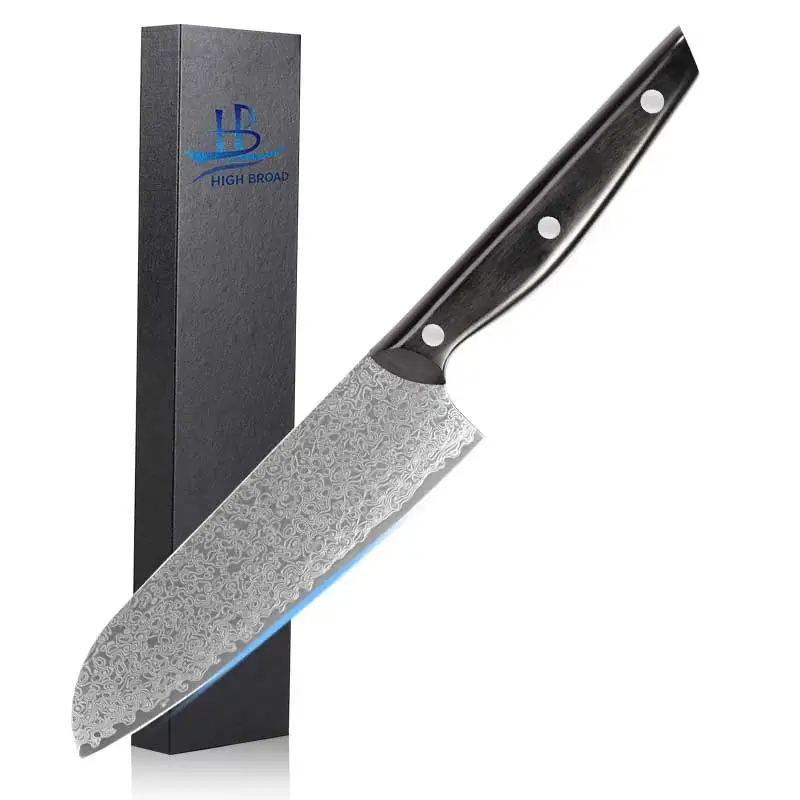 7 Inch Professional Knife Japanese 67 Layer Damascus Steel Ultra Sharp Blade with Pakkaw Handle Santoku Knives