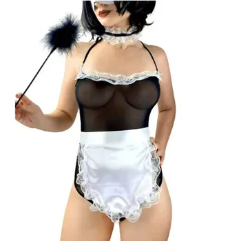Hot Selling New Sleeveless Jumpsuit Seduction Maid Role Play Three-Piece Set Sexy Women Lingerie Cosplay Wholesale OEM/ODM