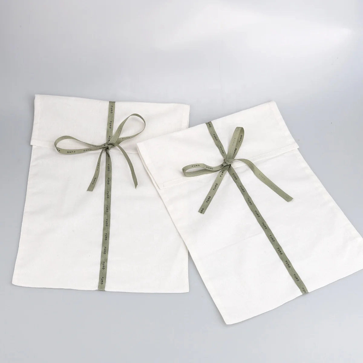 Custom Logo Printing Ribbon Cotton Envelope Pillow Clothes Pouch Organic Muslin Envelope Dust Pouch Bag